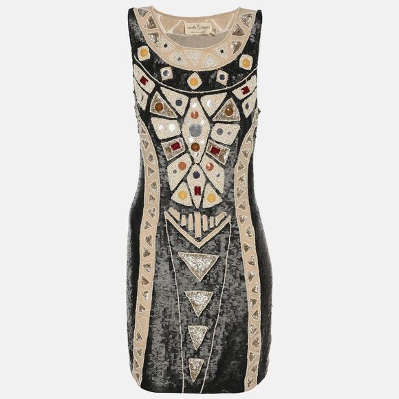 Needle & Thread Tops - Needle & Thread Black Multicolor Sequin And Bead Embellished Sleeveless Top L